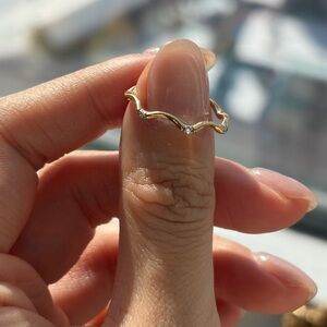 OOAK 14K Gold Wave Diamond Ring (585)